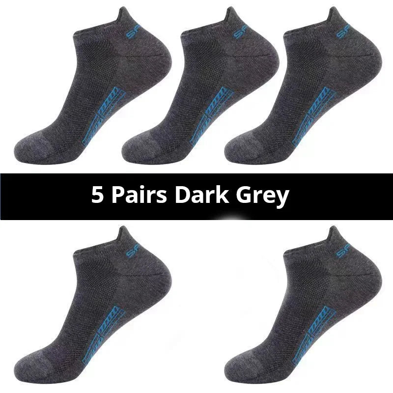 Men's Ankle Socks Breathable Mesh Summer Sports Socks 5-Pair