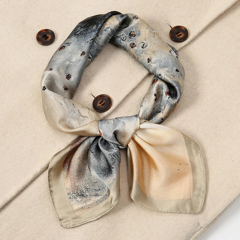 Women's Square Scarf 70x70cm Satin Print Wrap