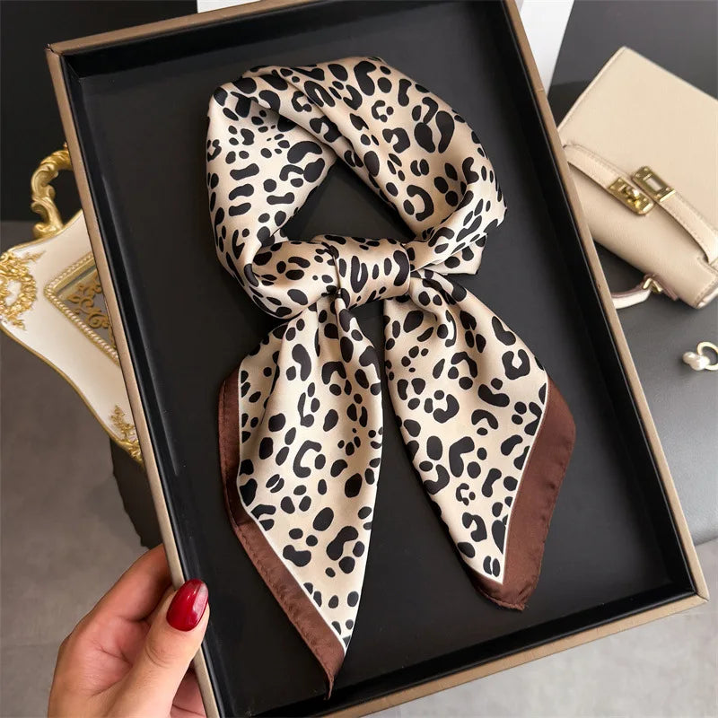 Silk Square Scarf 70x70cm Floral Satin Wrap for Women