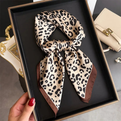 Silk Square Scarf 70x70cm Floral Satin Wrap for Women
