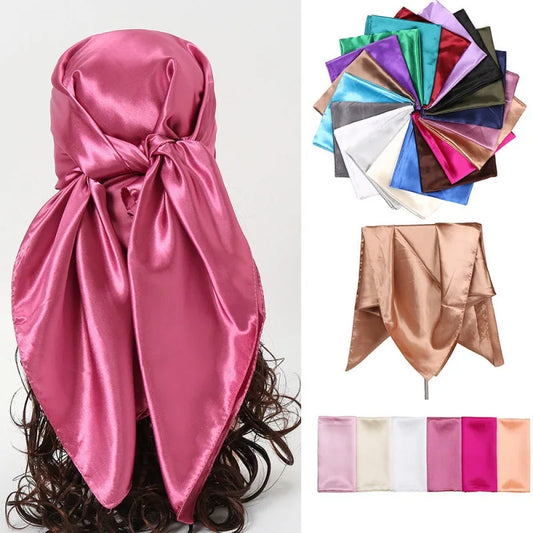 Women's Satin Scarf – Solid Color Square Hair & Head Wrap