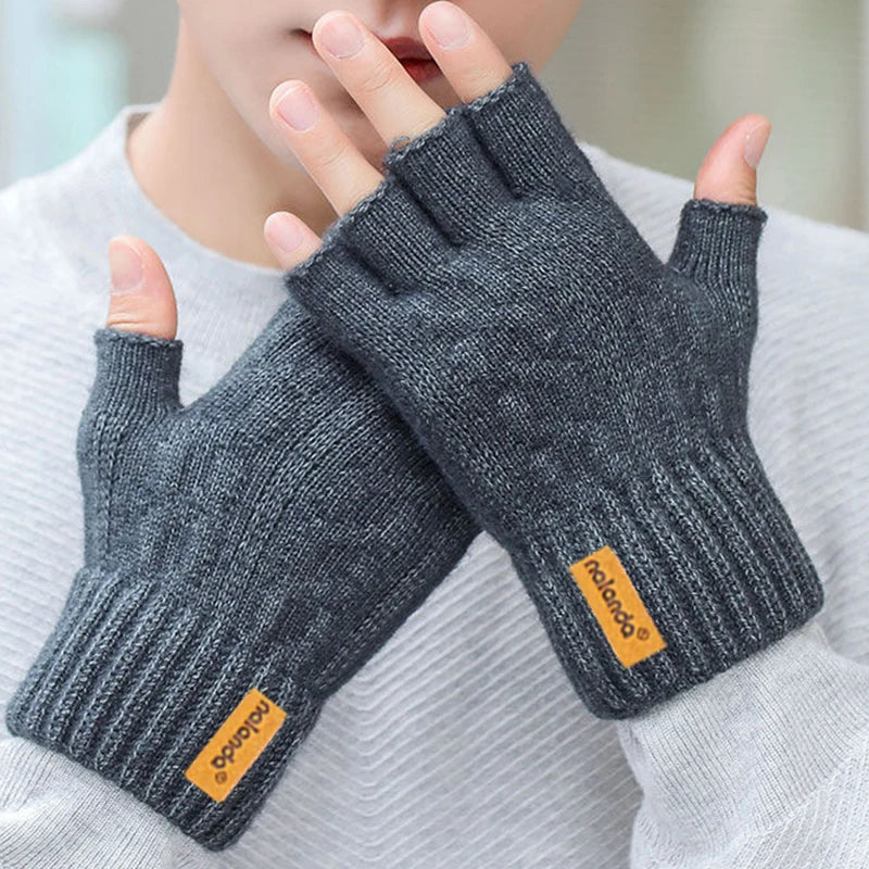 Fingerless Winter Gloves Warm Knit Elbow Length Touchscreen Gloves