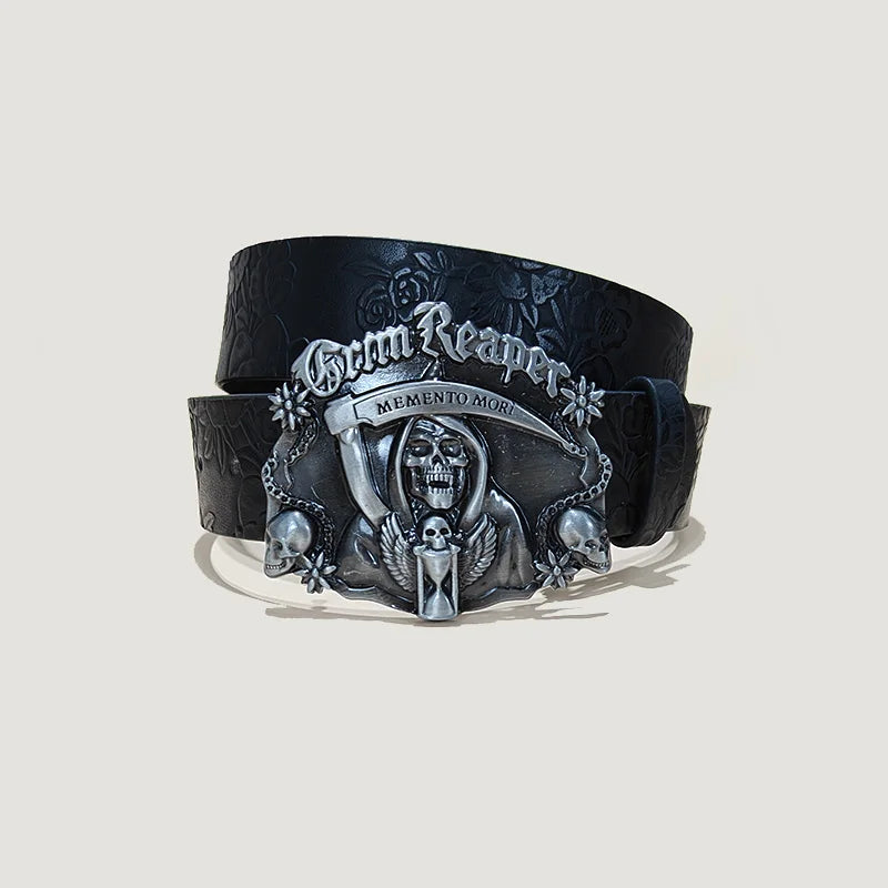 Punk Skull Belt, Unisex Gothic Y2K Skeleton Hand Design