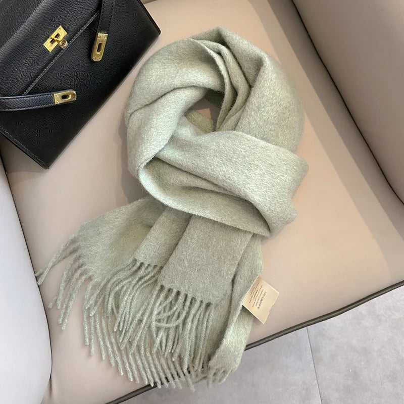 Wool Winter Scarf – 100% Wool Warm Solid Color Wrap