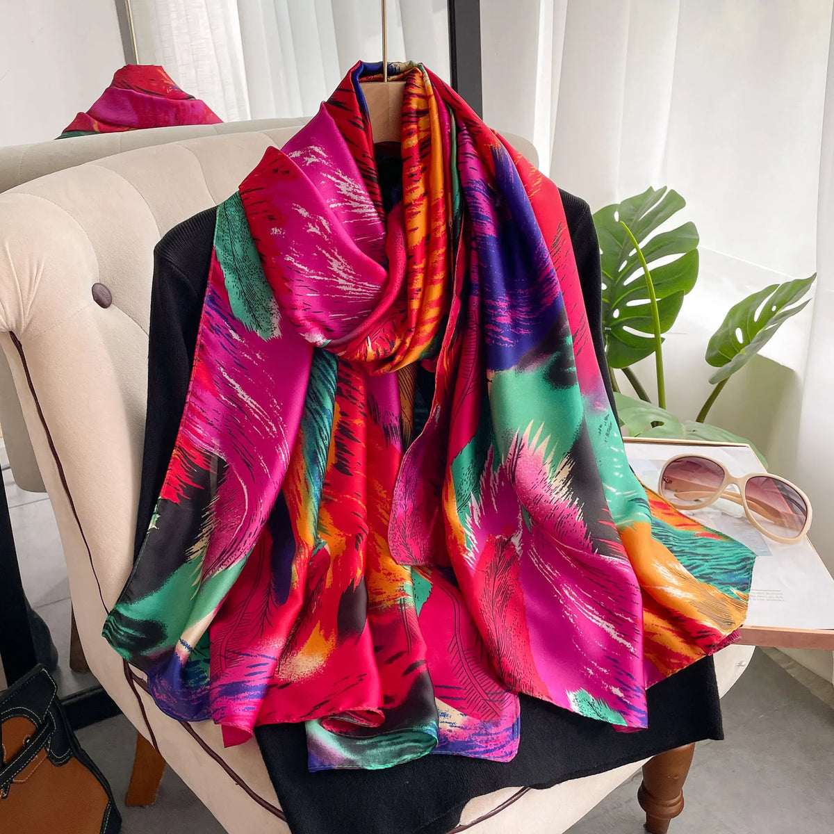 Women's Polyester Scarf, Soft Long Shawl for Beach & Everyday Wear