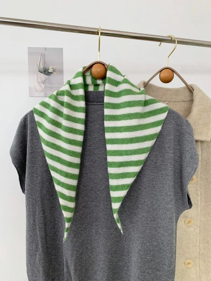 Women’s Wool Scarf Knitted Striped Warm Shawl
