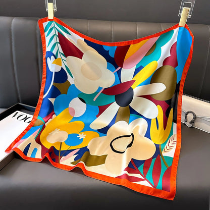 Women's Square Scarf, 70×70cm Printed Satin-Style Headscarf