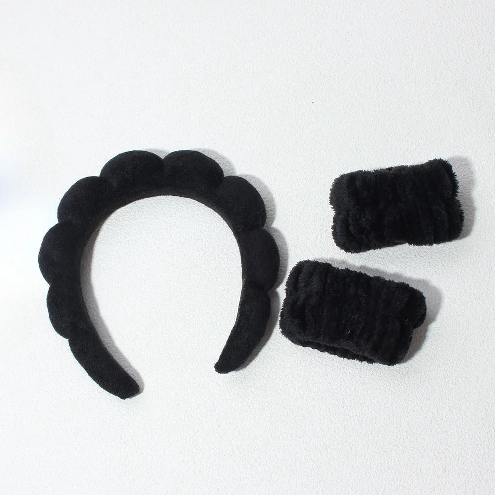 Face Wash Headband Set with Wristbands for Skincare & Makeup