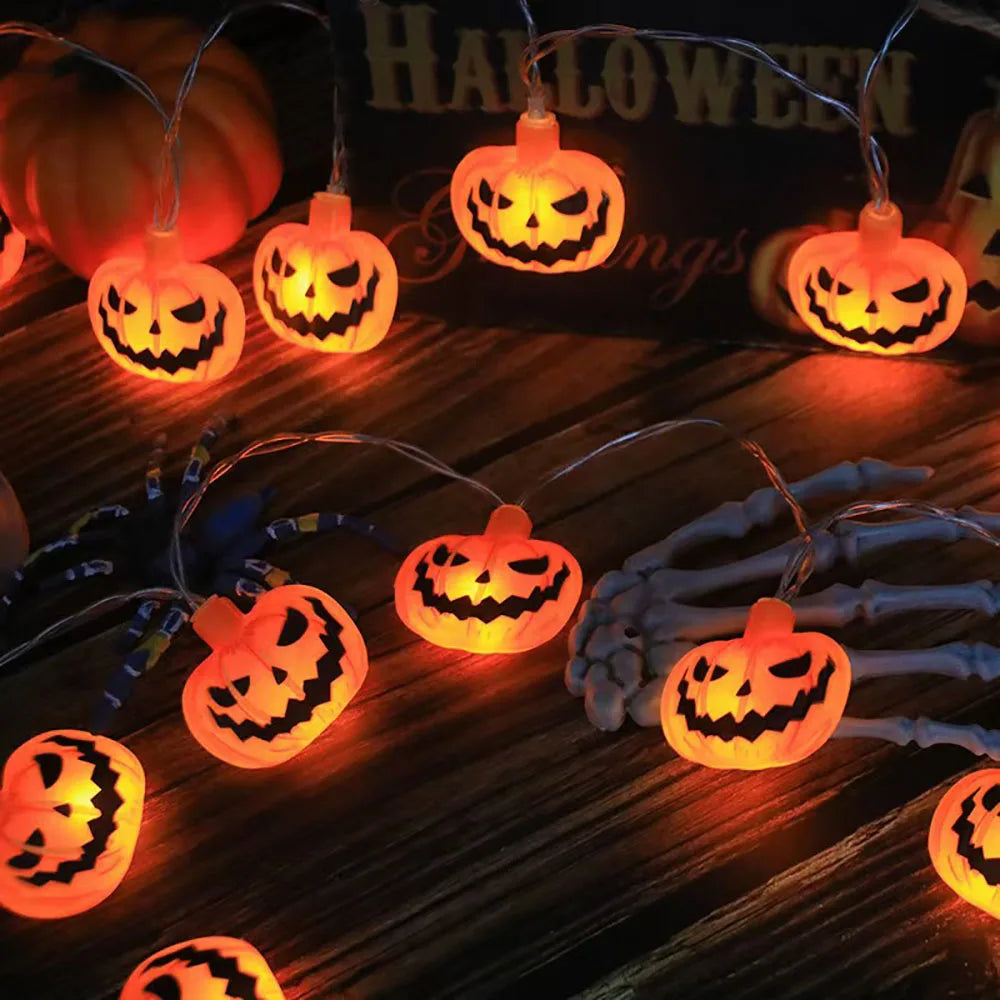 Halloween String Lights Pumpkin Ghost Spider Web Hanging Decor