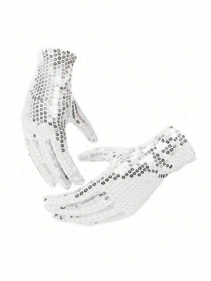Sequin Fedora Costume Set – Hat, Rhinestone Gloves & Sunglasses
