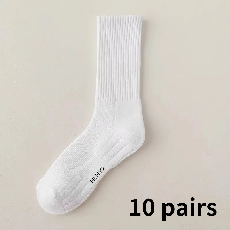Men's Cotton Sports Socks Thick Cushioned Basketball 10-Pair
