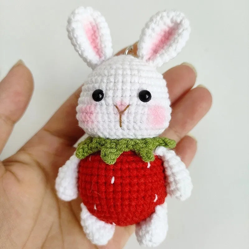 Rabbit Keychain Cute Crochet Animal Keyring for Bags and Gifts