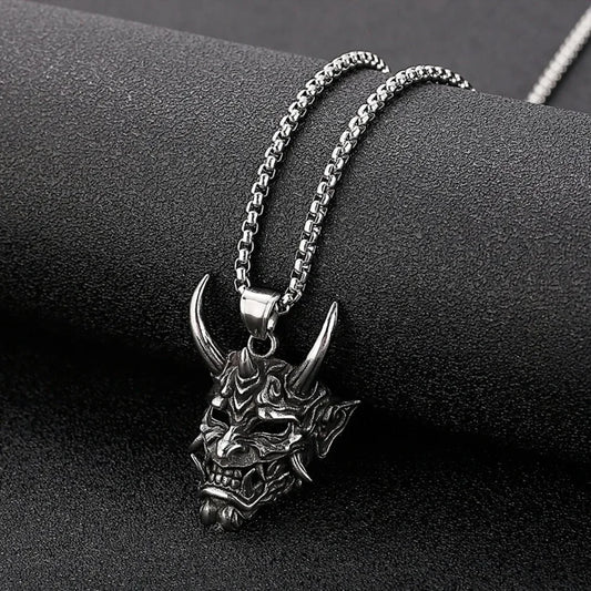 Punk Pendant Necklace, Gothic Demon Pendant for Men and Women