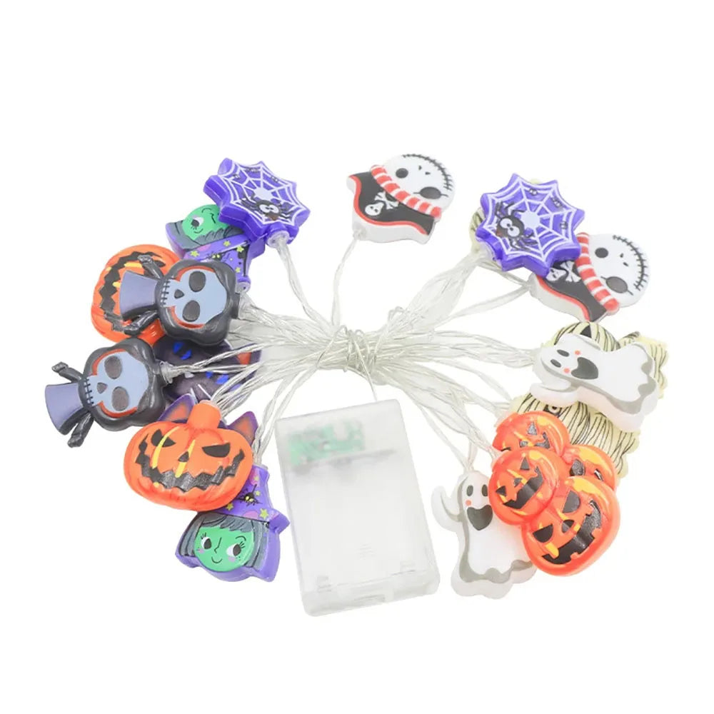 Halloween String Lights Pumpkin Ghost Spider Web Hanging Decor