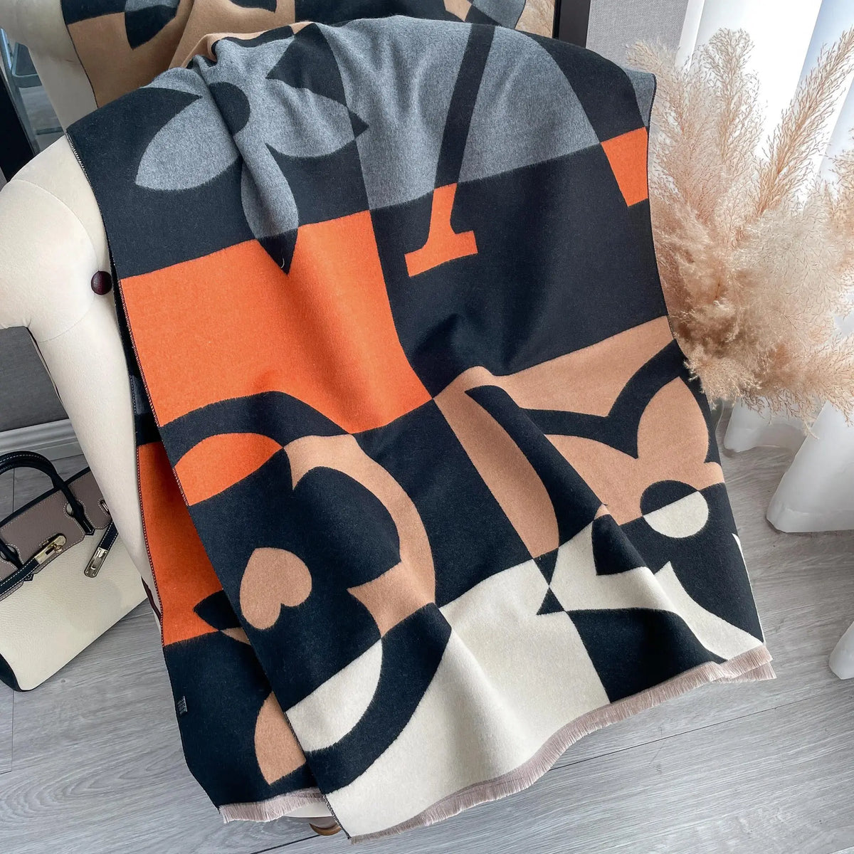 Women's Winter Scarf – Warm Plaid Shawl Wrap 180×65cm
