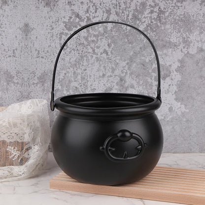 Halloween Cauldron Decoration, Plastic Candy Bucket with Handle
