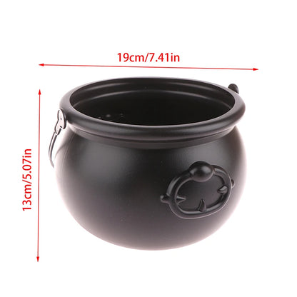 Halloween Cauldron Decoration, Plastic Candy Bucket with Handle