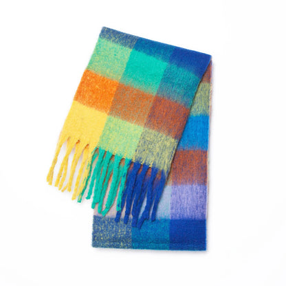 Pashmina Scarf for Women, Warm Plaid Winter Shawl Wrap