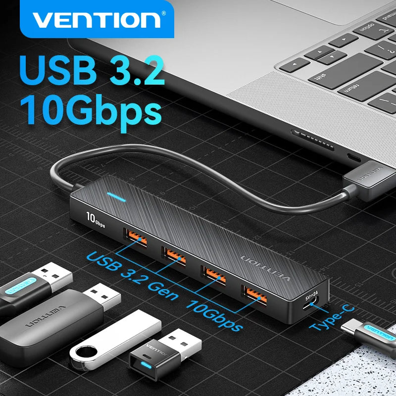 USB 3.2 Hub 5-in-1 10Gbps USB-C USB-A Splitter Adapter
