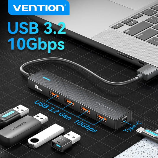 USB 3.2 Hub 5-in-1 10Gbps USB-C USB-A Splitter Adapter