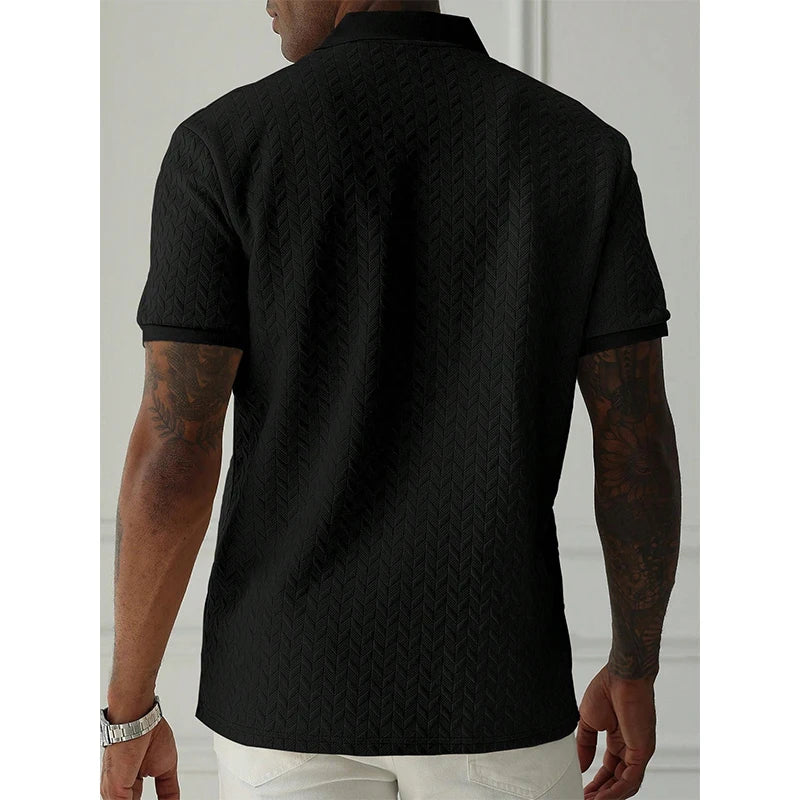 Men's Polo Shirt Short Sleeve Breathable Solid Color Casual Top