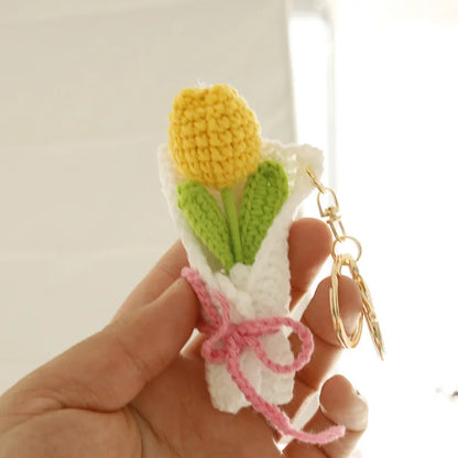 Flower Keychain Cute Crochet Floral Keyring for Bags and Gifts