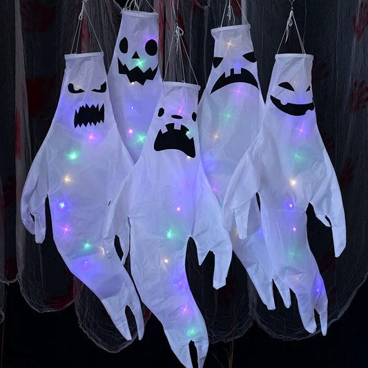 Halloween LED Ghost Decoration 130cm Hanging Luminous Prop
