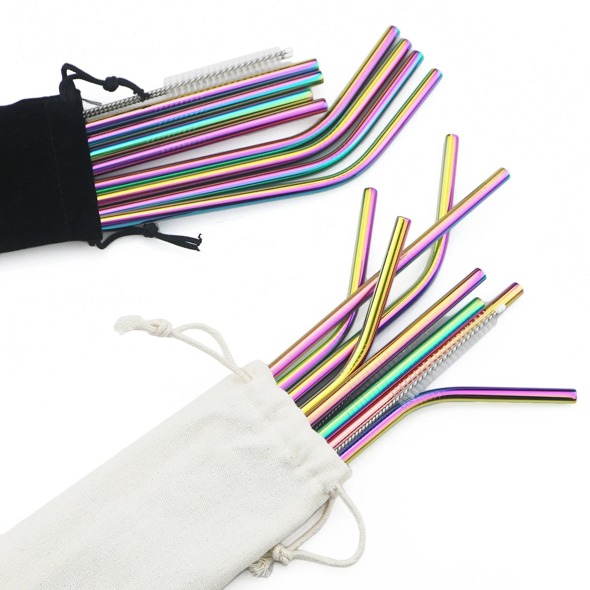 Reusable Stainless Steel Straws Set with Cleaning Brush