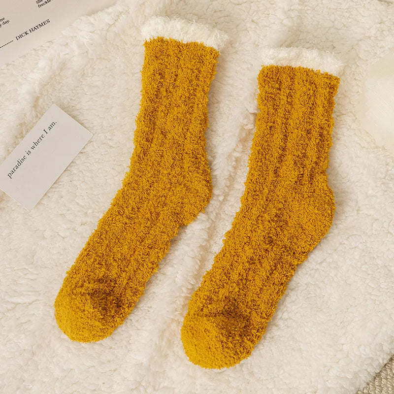 Women's Winter Socks Coral Velvet Warm Fuzzy Floor Socks 2-Pair