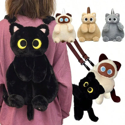 Cat Backpack Plush Shoulder Bag 35cm Soft Crossbody Bag