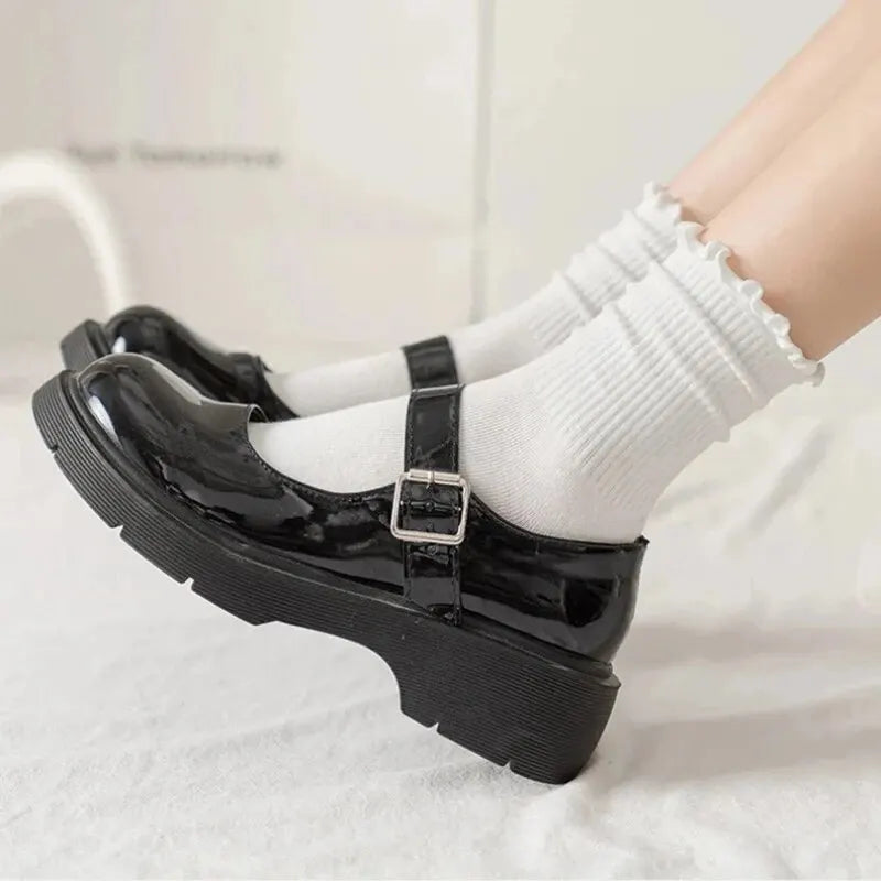Women’s Ruffle Socks Breathable Mid Tube 5-Pair Set