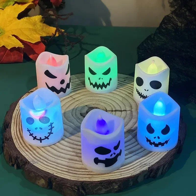 Halloween LED Candle Light 6PCS Ghost Pumpkin Party Decor