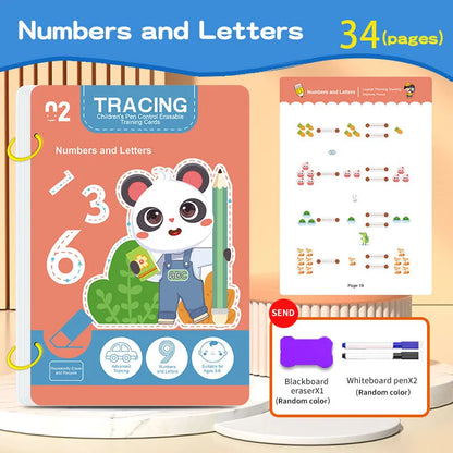 Reusable Tracing Workbook for Kids with Pen and Eraser, 34 Pages