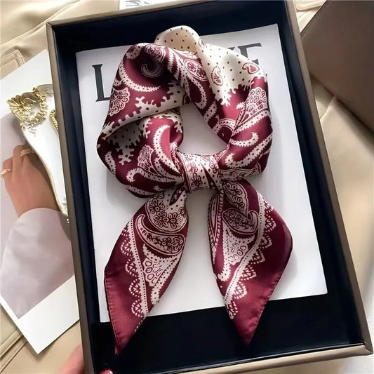 Women's Paisley Scarf 70x70cm Satin Square Headscarf