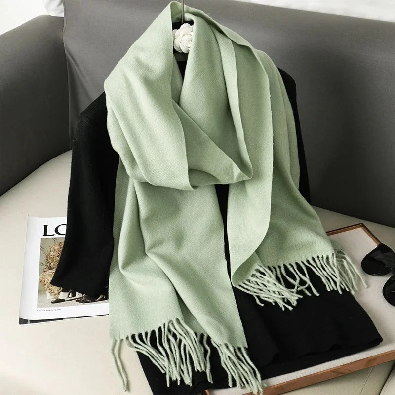 Women's Winter Scarf Warm Long Pashmina Shawl with Tassels