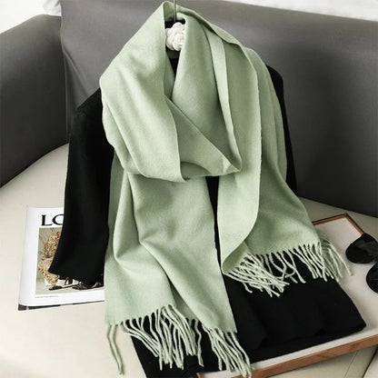 Women's Winter Scarf Warm Long Pashmina Shawl with Tassels