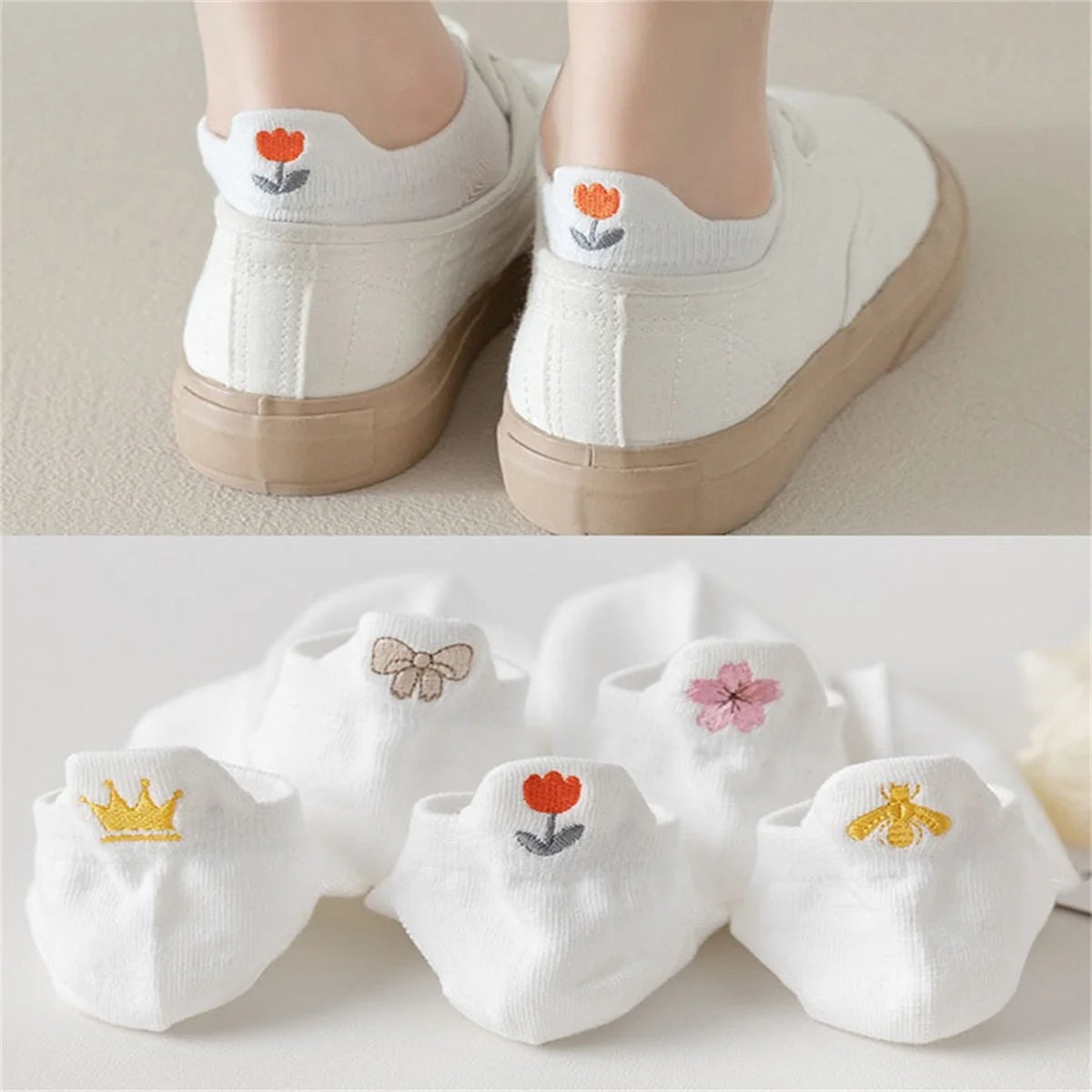 Women’s Ankle Socks, 5 Pairs Breathable Cute Low Cut Short Socks