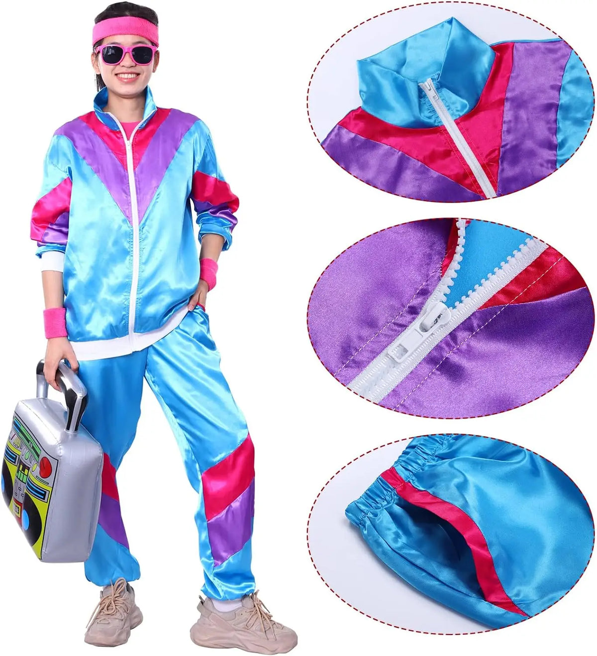 Men's Retro Tracksuit Costume – 80s & 90s Windbreaker Set
