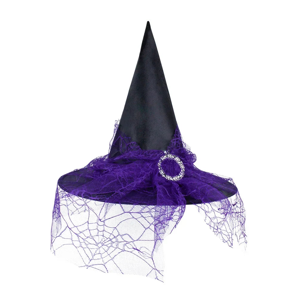 Halloween Witch Hat Gauze Costume Headwear for Adults & Children