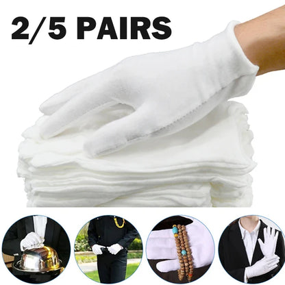 White Cotton Gloves, Lightweight Breathable Etiquette Work Gloves