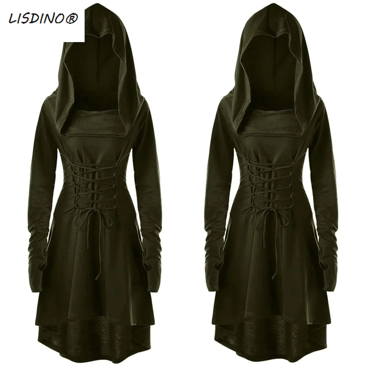 Medieval Costume Dress Hooded Archer Renaissance Halloween Outfit