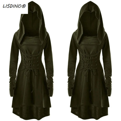 Medieval Costume Dress Hooded Archer Renaissance Halloween Outfit
