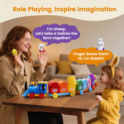 Montessori Farm Train Toy for Counting, Matching and Fine Motor Skills