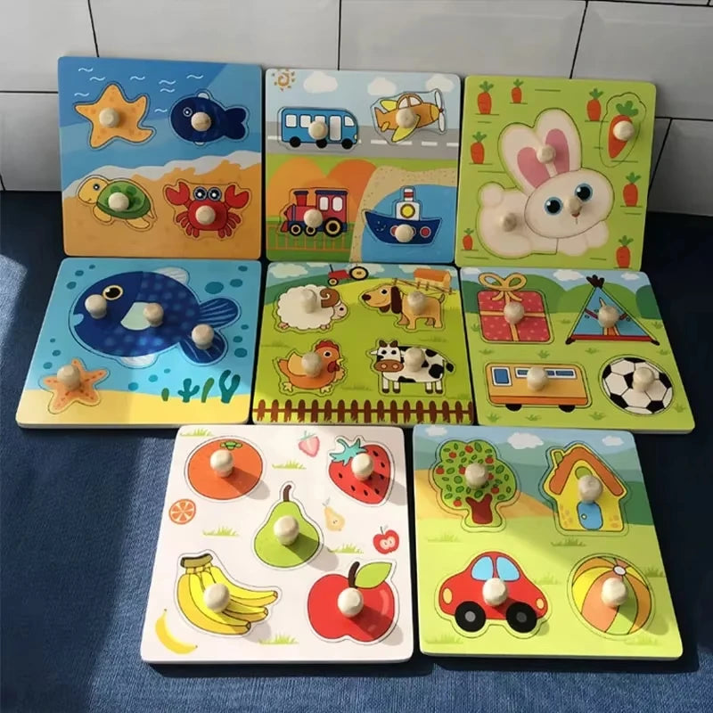 Wooden Montessori Puzzle for Toddlers – Educational Shape Matching Toy