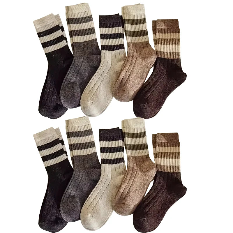 Women’s Ruffle Socks Breathable Mid Tube 5-Pair Set