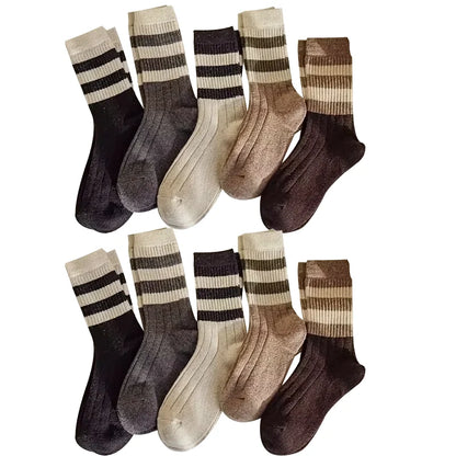 Women’s Ruffle Socks Breathable Mid Tube 5-Pair Set
