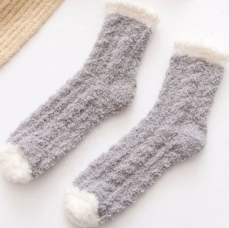 Women's Winter Socks Coral Velvet Warm Fuzzy Floor Socks 2-Pair