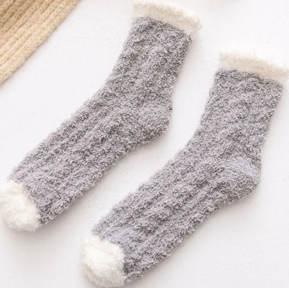 Women's Winter Socks Coral Velvet Warm Fuzzy Floor Socks 2-Pair