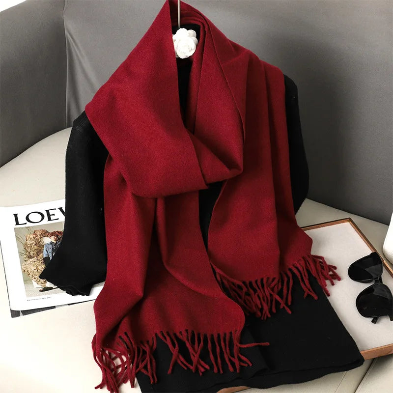 Women's Winter Scarf Warm Long Pashmina Shawl with Tassels