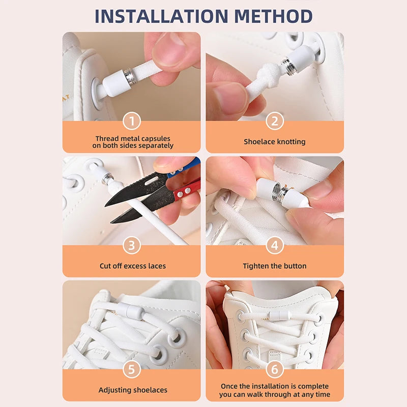 No Tie Shoelaces Elastic Quick Lock Laces for Kids & Adults